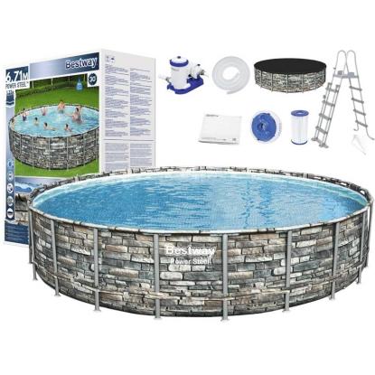 Bestway Power Steel pool sæt med filterpumpe, sten-look, Ø671 x 132 cm