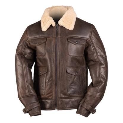 Mil-Tec Navy A4 lammeskindsjakke, brun 
