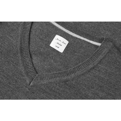 Seven Seas S671 The knit pullover med v-hals, dame, mørk grå melange