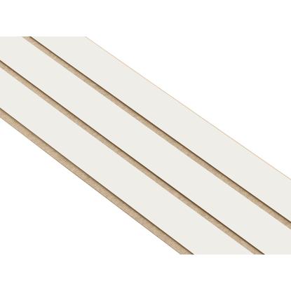 I-Wood Medio+ 3-lamel akustikpanel, hvidmalet, beige filt og lys kerne, folie, 16 x 300 mm
