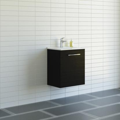 Scanbad Multo vaskeskab med Amber Mini vask, 1 låge, 51 cm, sort struktur