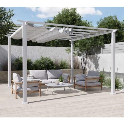 Paragon Outdoor Florida 1111 pergola, aluminium, hvid, hvidt tekstil, 235 x 350 x 350 cm