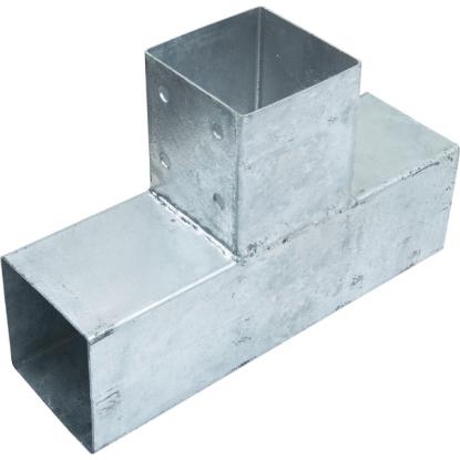 Nortiq enkelt stolpehjørne med 3 samlinger, galvaniseret stål, 30,5 x 20 cm til 9 x 9 cm stolpe