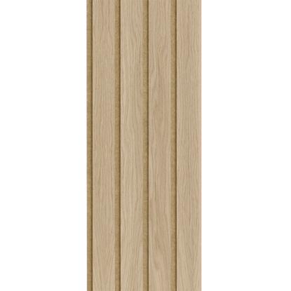 I-Wood Medio+ 4-lamel akustikpanel, hvid olieret, brun filt og lys kerne, egefiner, 16 x 300 mm