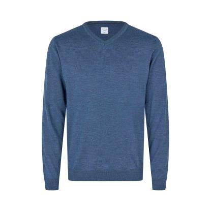 Seven Seas S670 The knit pullover med v-hals, blå melange