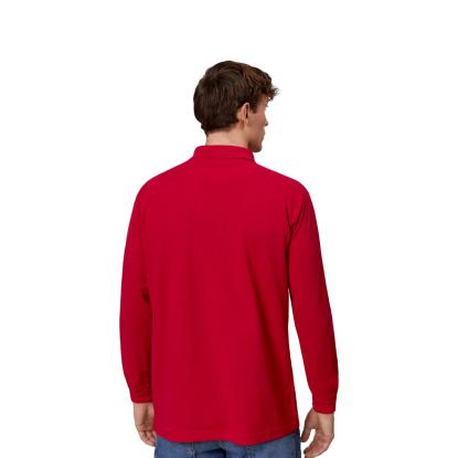 ID PRO Wear 0336 poloshirt med lange ærmer og trykknap, rød