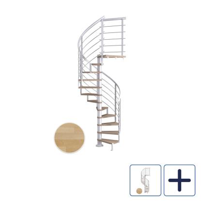 DOLLE Montreal DESIGN spindeltrappe, Ø120 cm, hvid/olieret bøg