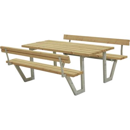 PLUS Wega bord/bænkesæt med 2 ryglæn, ThermoWood®, gyldenbrun/fyr - 177 cm