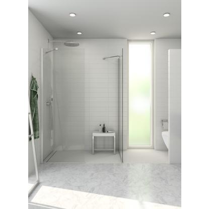 Scanbad Match D fast brusevæg, H197,5 cm, satin/klart glas