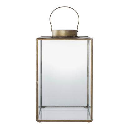 Mohali lanterne, metal/glas, antik messing look, 24,5 x 24,5 x 42 cm