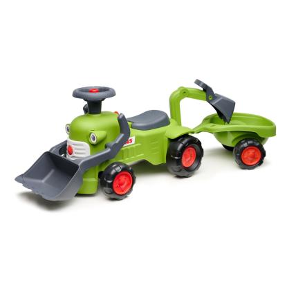 FALK Claas Vintage traktor med rat, horn og trailer, grøn