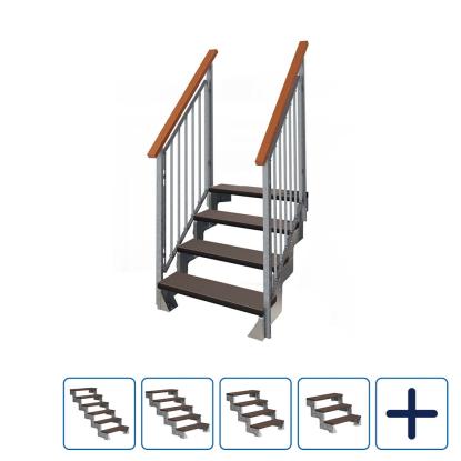 DOLLE Gardentop terrassetrappe med Trimax, inkl. 2 sider gelænder, mørkebrun