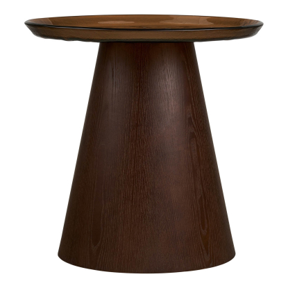 Orvieto hjørnebord, mørkebrun askefiner/glas, Ø50 cm