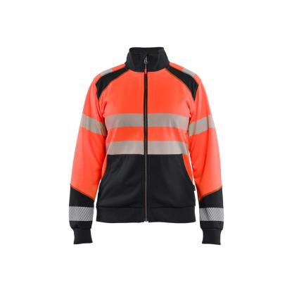 Blåkläder 3508 dame high vis sweatshirt full-zip, hi-vis rød/sort