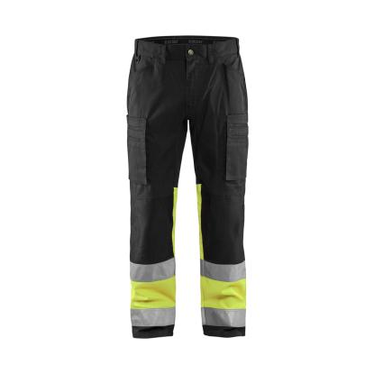 Blåkläder 1551 high vis buks med stretch, sort/hi-vis gul