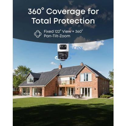 eufy S4 PoE ekstra sikkerhedskamera med 360° dreje-, vippe- og zoomfunktion, 16MP