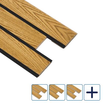 I-Wood Pro+ I-Lock 3-lamel akustikpanel, brun olieret, lys kerne, egefiner, 16 x 300 x 2400 mm