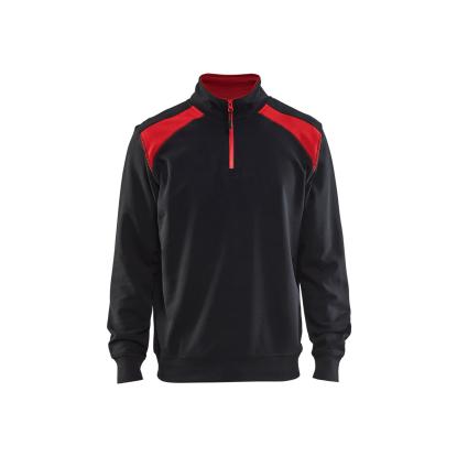 Blåkläder 3353 sweatshirt half zip, sort/rød