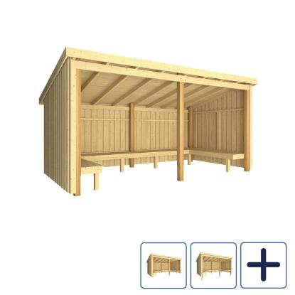 PLUS Nordic bålhytte, natur/nåletræ - 9,5 m²