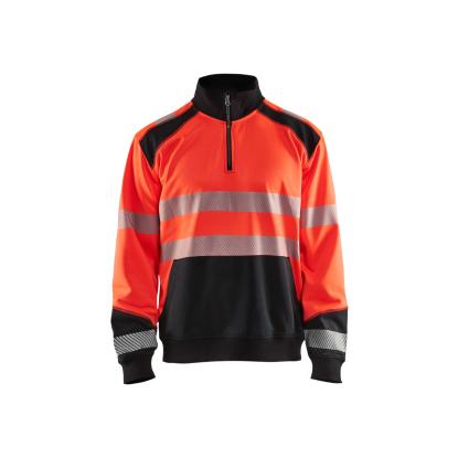 Blåkläder 3556 high vis sweatshirt half zip, hi-vis rød/sort