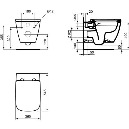Ideal Standard i.life B væghængt toilet, sampak, hvid