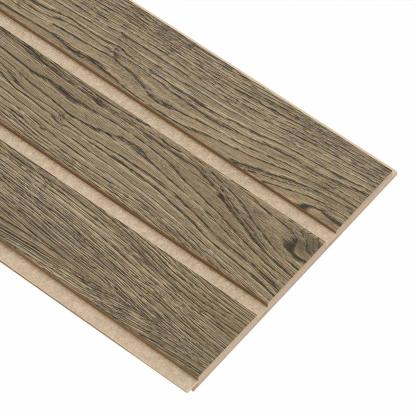 I-Wood Medio+ 3-lamel akustikpanel, sort olieret, beige filt og lys kerne, egefiner, 16 x 300 mm
