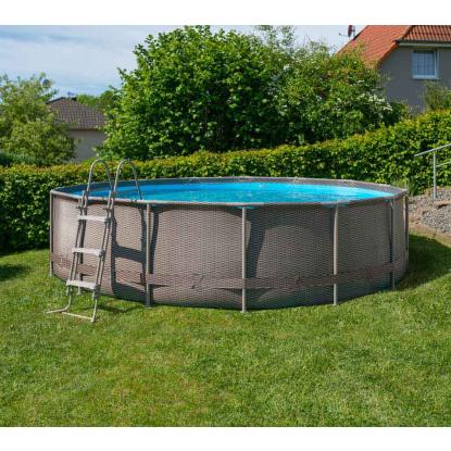 Summer Waves Active Frame pool med filterpumpe og stige, rattan look, brun, Ø457 x 106 cm