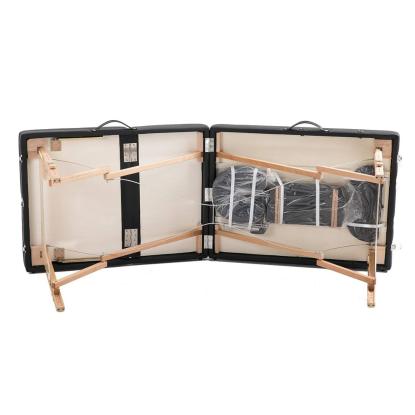 Massagebriks, foldbar, træ, sort, 185 x 70 cm - 3 sektioner