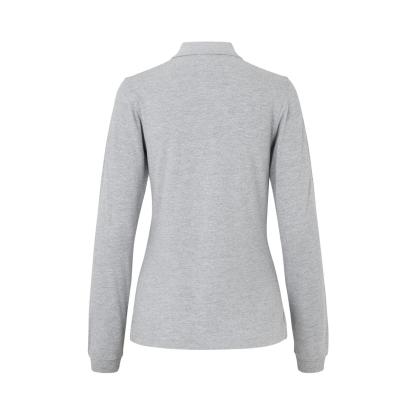ID 0545 poloshirt med stretch, langærmet, dame, grå melange