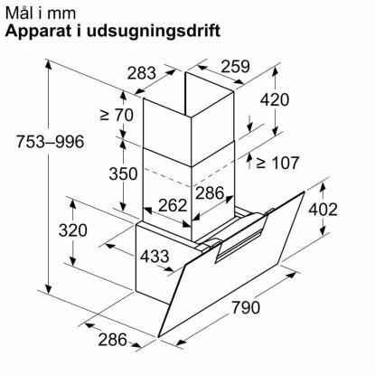 Siemens iQ300 væghængt emhætte LC87KFN60, sort, 80 cm