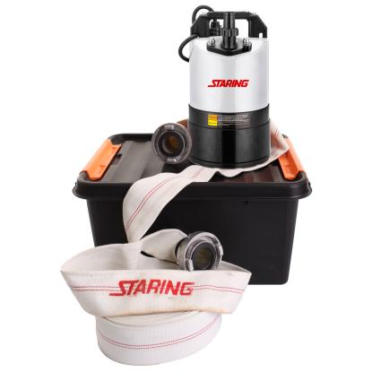 STARING STP2-480DW entreprenørpumpe, sæt boks inkl. slange og koblinger, 1" afgang