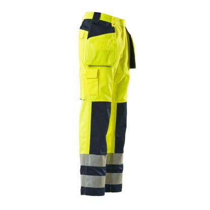 MASCOT SAFE COMPETE Almas arbejdsbukser med hængelommer, hi-vis gul/marine