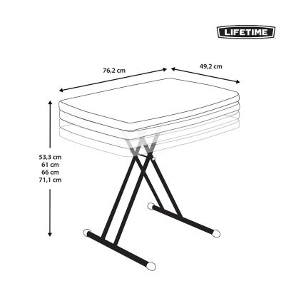 Lifetime sammenklappeligt bord, plast, hvid, 53 x 76 x 49 cm