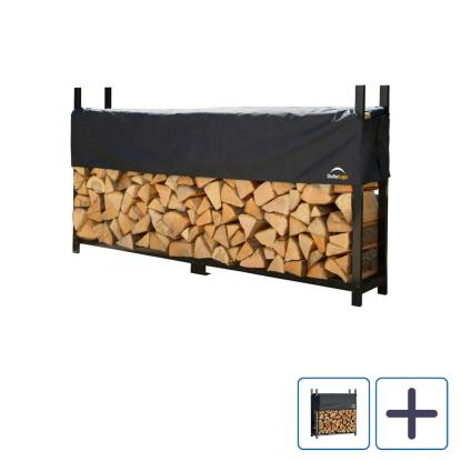 ShelterLogic brændereol inkl. overtræk, pulverlakeret stål, sort, 119 x 36 cm