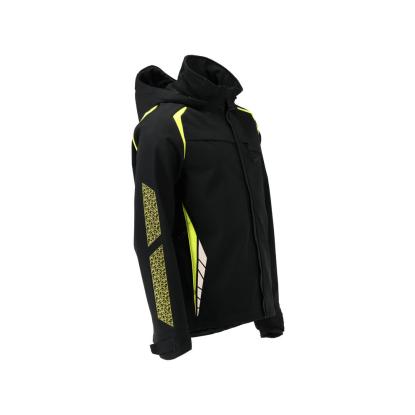 MASCOT ACCELERATE SAFE softshell jakke med hætte, sort/hi-vis gul