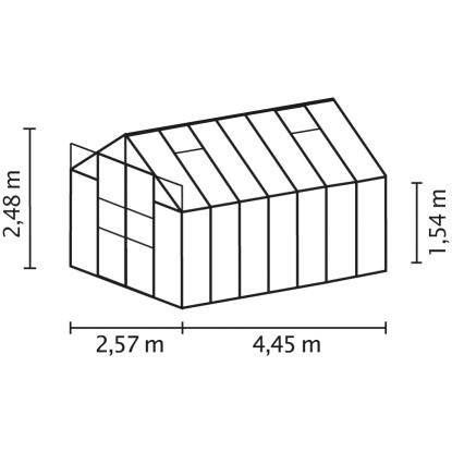 Vitavia Uranus 11500 drivhus, sort, 11,5 m², 3 mm hærdet glas