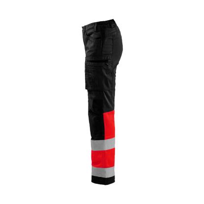 Blåkläder 7161 dame high vis buks med stretch, sort/hi-vis rød