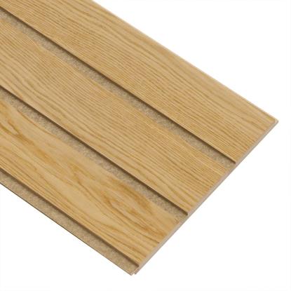 I-Wood Basic 3-lamel akustikpanel, klar olieret, brun filt og lys kerne, egefiner, 16 x 300 mm 