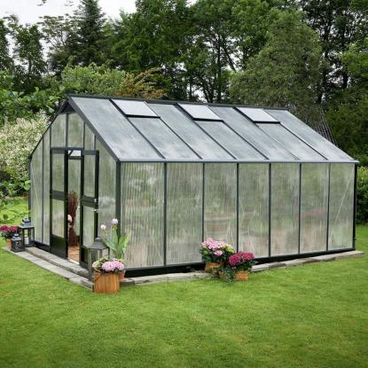 Juliana Gartner drivhus 18,8 m², antracit/sort, 10 mm poly