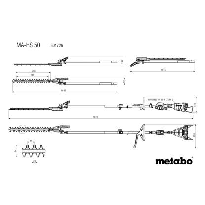 Metabo MA-HS 50 hækkeklipperforsats, 18V, uden motorenhed