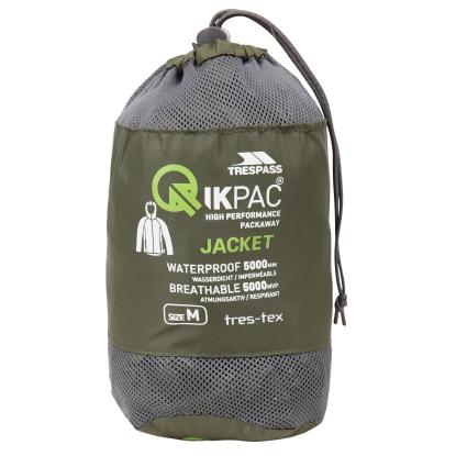 Trespass QIKPAC packaway regnjakke med pose, unisex, grøn