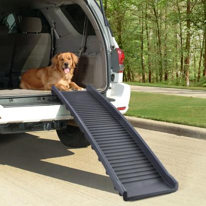 Hunderampe, foldbar, sort, 155 x 40 cm, maks. 90 kg