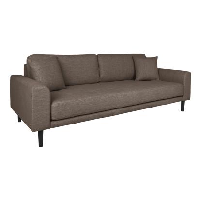 3 personers sofa, brun med to puder og sorte træben
