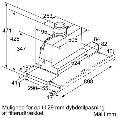 Bosch DFS097A51 skabsintegreret emhætte, sølv, 90 cm