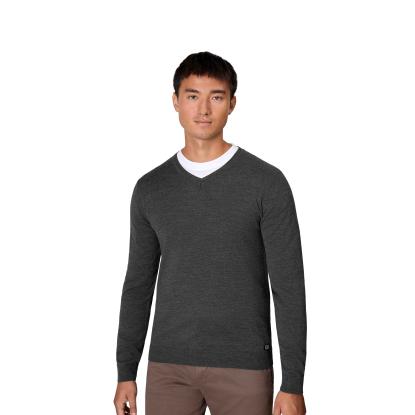 Seven Seas S670 The knit pullover med v-hals, mørk grå melange
