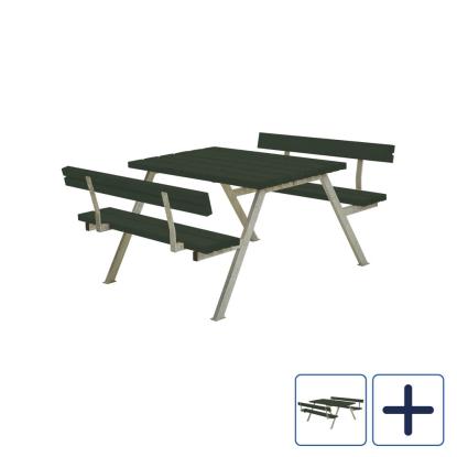 PLUS Alpha bord/bænkesæt med 2 ryglæn, grøn/nåletræ