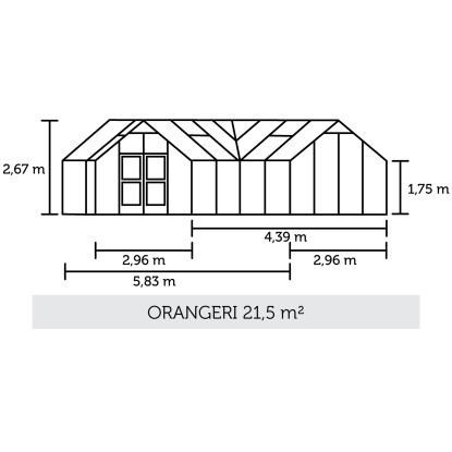 Juliana Orangeri 21,5 m², antracit, 3 mm hærdet glas