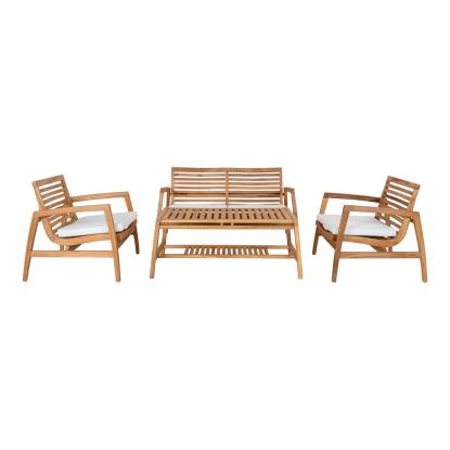 Santander loungesæt inkl. hynder, natur teak