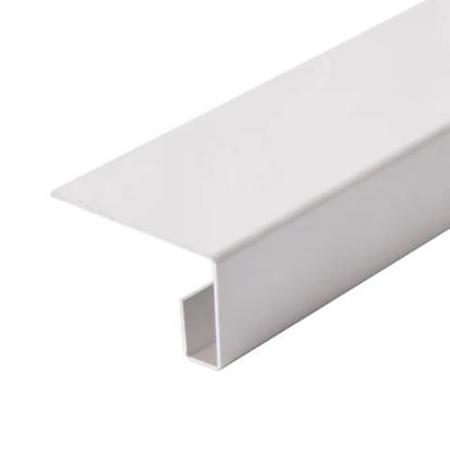 Facadeprofil, endestykke, dobbelt, hvid - 3 meter