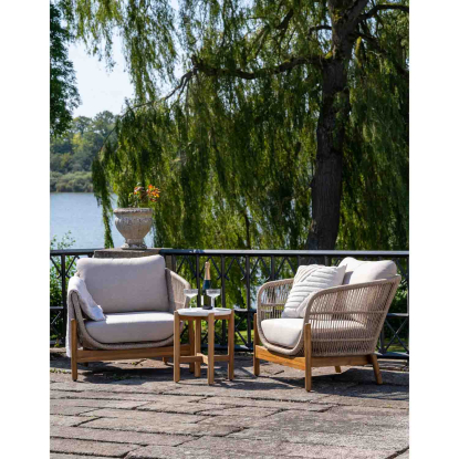 Terracina hjørnebord, akacie/terrazzo, hvid, Ø37 cm